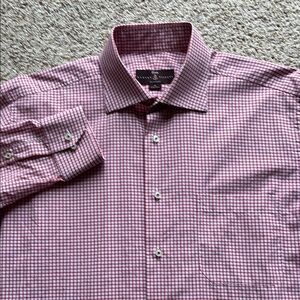 *Luxury* Robert Talbott Estate Men’s Red Check Spread Collar Dress Shirt MIUSA